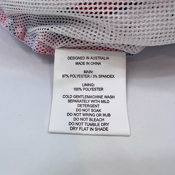 COVE, RED, LARGE BATHING SUIT/TRUNKS WITH BLUE STREAKS ALL OVER - Picture 15 of 16